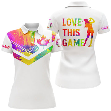 Damen Golf Polo-Shirt mit Aquarell-Design der kanadischen Flagge N5398
