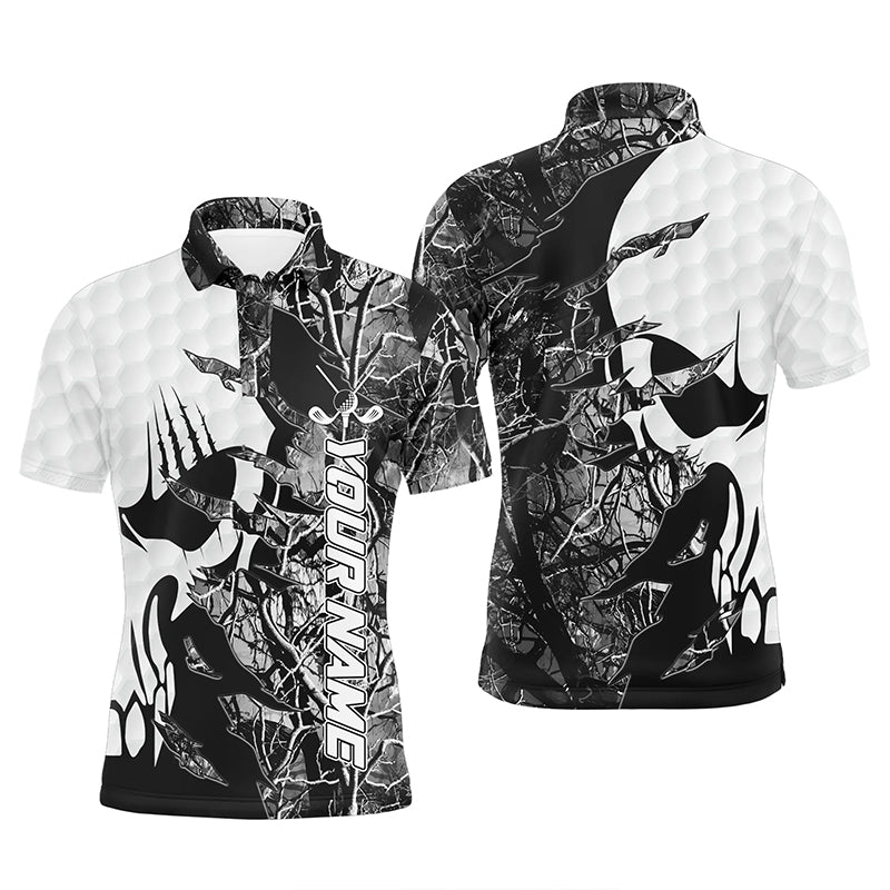 Personalisierte Graue Camouflage Golf-Polo-Shirt für Männer mit Totenkopf-Design - Das perfekte Golfgeschenk N6998