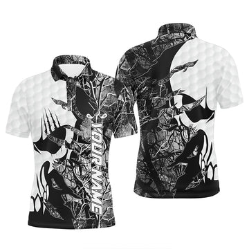 Personalisierte Graue Camouflage Golf-Polo-Shirt für Männer mit Totenkopf-Design - Das perfekte Golfgeschenk N6998