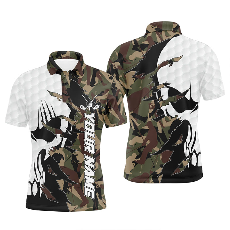 Personalisierte Herren Golf Polo Shirts mit Camouflage-Design - Individuelle Golf Skull Shirts, Perfekte Geschenke für Golfspieler N6999