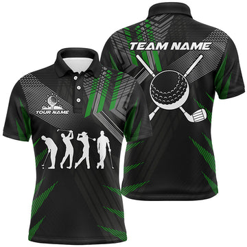 Individuelle Herren Golf Poloshirts in Schwarz und Grün - Perfekte Team-Bekleidung N7429