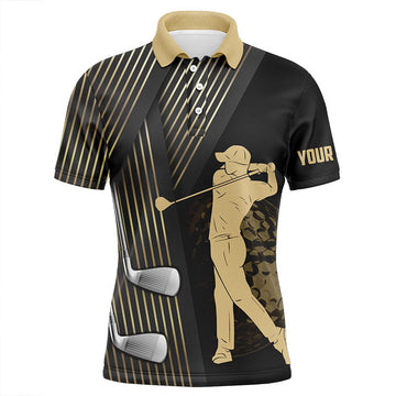 Individuelle Herren Golf Poloshirts in Schwarz und Gold – Perfekte Team Golf Oberteile für Männer N7258