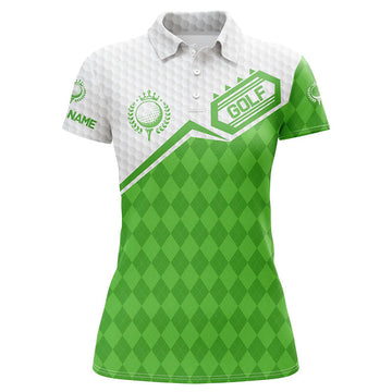 Damen Golf Polo-Shirt mit individuellem grünem Rautenmuster - Stylische Team-Bekleidung für Golferinnen N7438