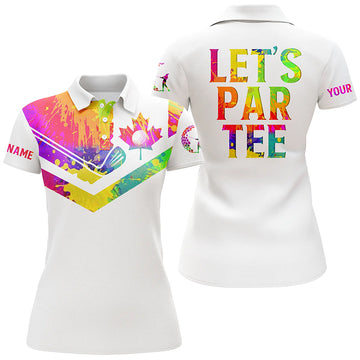 Damen Golf-Polo mit Aquarell-Design der kanadischen Flagge - Let's Par Tee in Weiß N5425