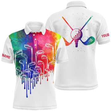 Individuelle Herren Golfpoloshirts in Wasserfarben Weiß - Das perfekte Golfgeschenk N5895