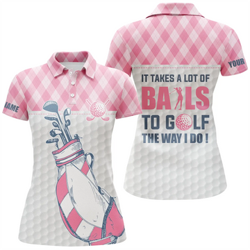 Damen Golf Poloshirt mit Pinkem Rautenmuster - Setzen Sie Akzente auf dem Golfplatz! N4711