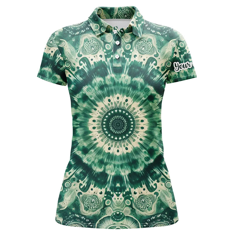 Individuelle Damen Golf Poloshirts mit Batik-Muster - Grünes Design für stilbewusste Golferinnen N7047