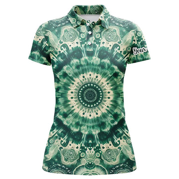 Individuelle Damen Golf Poloshirts mit Batik-Muster - Grünes Design für stilbewusste Golferinnen N7047
