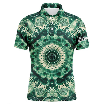 Individuelles Batik-Golfpoloshirt für Herren in Grün - Stilvolle Golfbekleidung für Männer N7047