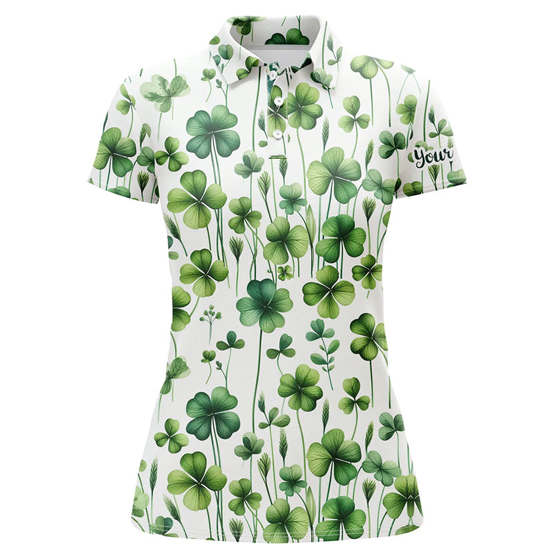 Frauen Golf Poloshirts mit Kleeblatt-Motiv - Individuelle Team-Polos für den St. Patrick's Day N7048