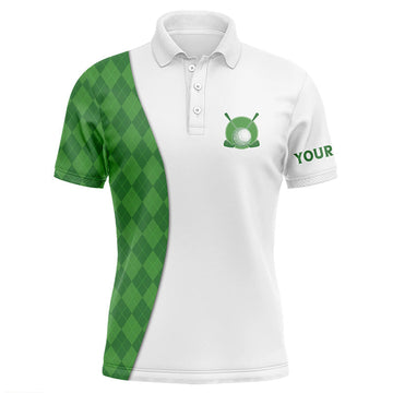 Hochwertiges Herren-Golfpolo mit individuellem grünen Argyle-Muster – Stilvolle Golfbekleidung N7291