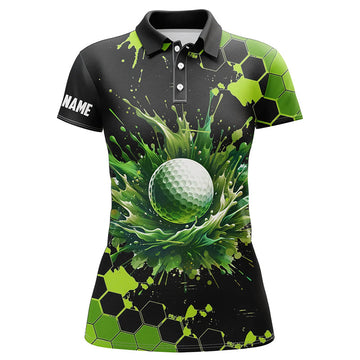 Individuelle Schwarz-Grün Aquarell Golf Poloshirts für Damen – Stilvolle Tops für Golf-Liebhaber N7292