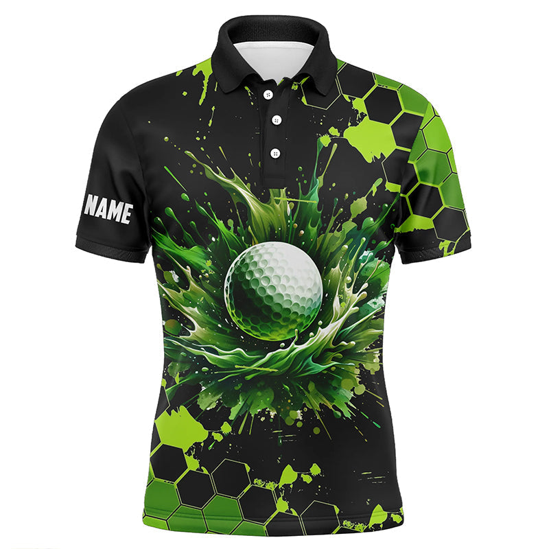 Individuelle schwarze und grüne Aquarell-Golfpoloshirts für Herren - Perfektes Geschenk für Golfbegeisterte N7292