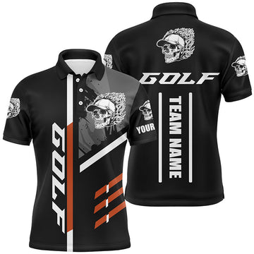 Schwarzes Golf-Polo mit Totenkopf für Herren – Individuelle Golfbekleidung, Perfekte Geschenke für Golf-Teams N7483