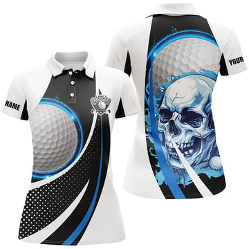 Monochromes Golf Skull Damen Polo-Shirt - Individuelle Golfbekleidung für Frauen - Perfekte Geschenke für Golferinnen N7484