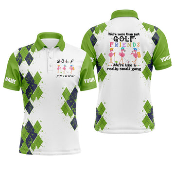 Personalisierte Herren Golf-Polo mit lustigem Flamingo-Design – Grün N3611