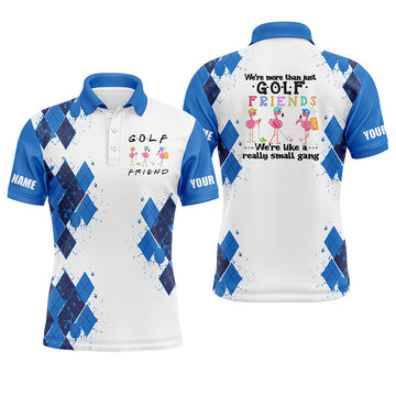 Personalisierte Herren Golf-Polo mit Flamingo-Motiv – Blau N3612