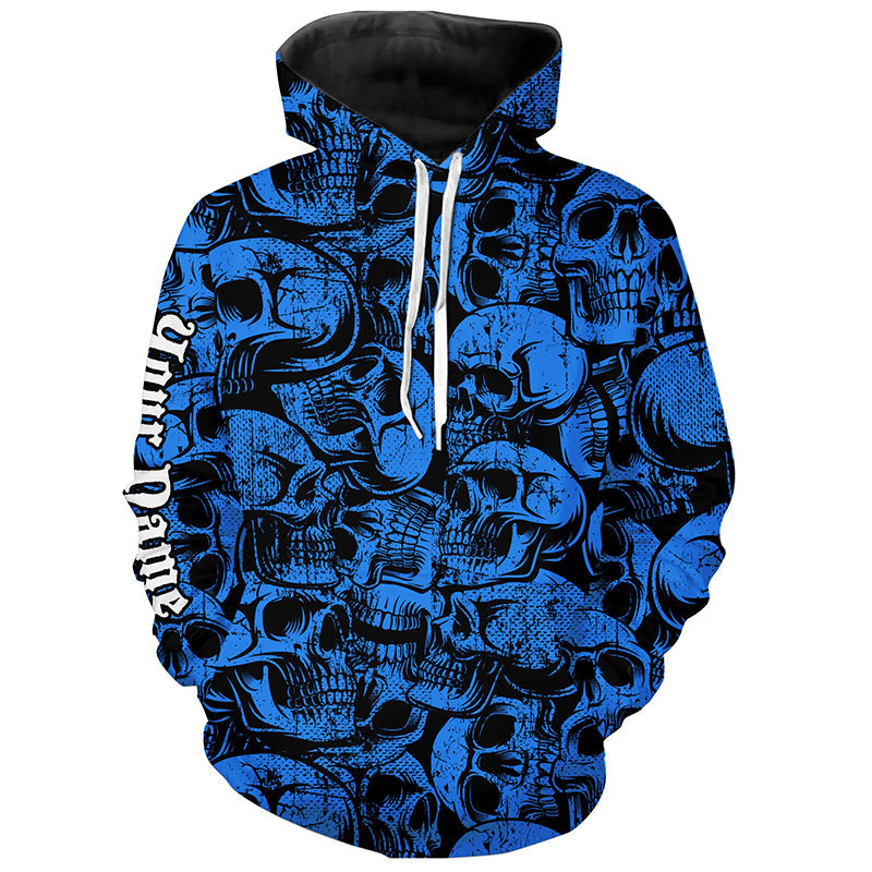 Blaues Skull-Camo-Muster Golf-Hoodie – Individuelles, cooles Golf-Geschenk für Golfer N8958