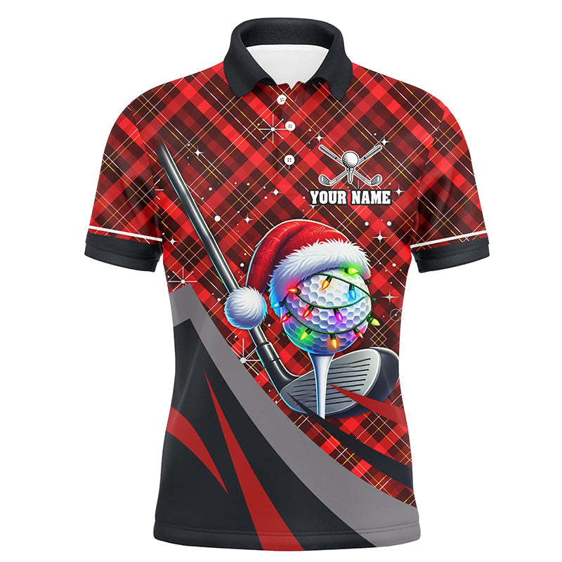 Rotkarierter Weihnachtsmuster Golf-Polo-Shirt für Herren – Individuelle Weihnachts-Golf-Outfits für Männer N8984