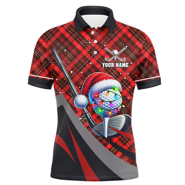 Rotkarierter Weihnachtsmuster Golf-Polo-Shirt für Herren – Individuelle Weihnachts-Golf-Outfits für Männer N8984