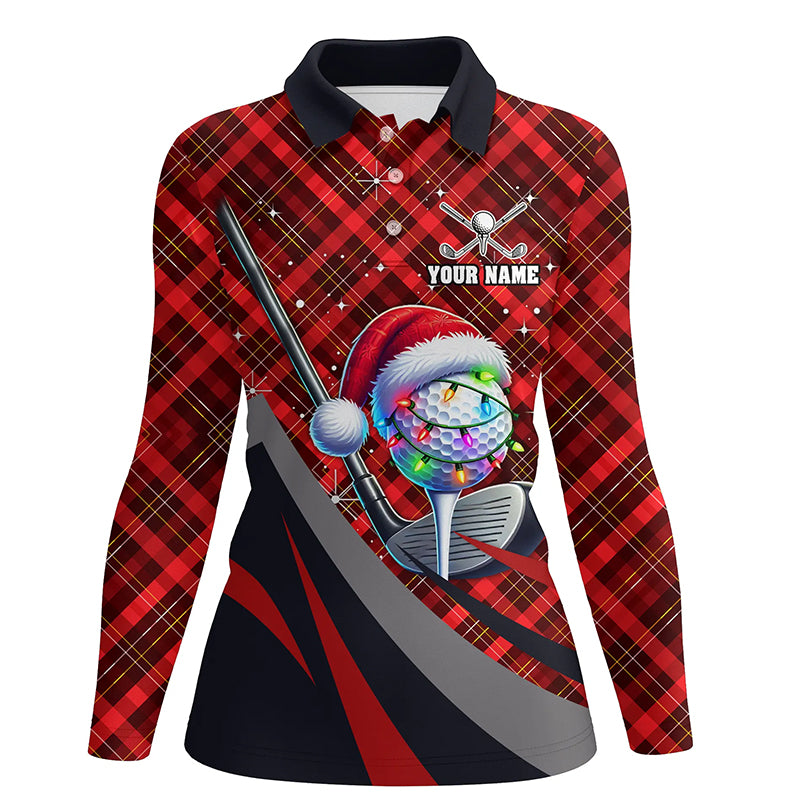 Rotkarierte Weihnachtsmuster Golf Polo-Shirt für Damen – Individuelle Weihnachts-Golfoutfits N8984