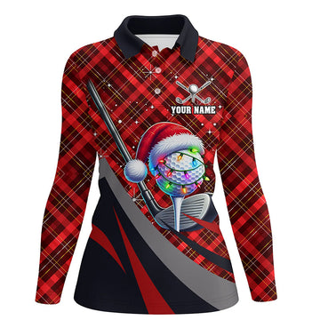Rotkarierte Weihnachtsmuster Golf Polo-Shirt für Damen – Individuelle Weihnachts-Golfoutfits N8984