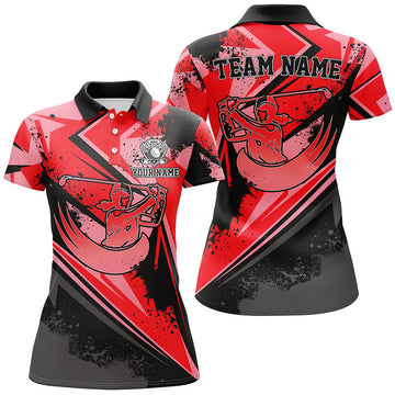 Damen Polo-Shirt im Roten Camouflage-Design - Individuell Gestaltet für Golferinnen - Stilvolle Golfbekleidung für Frauen N7051