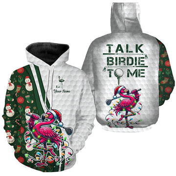 Lustige Golf-Hoodies mit pinkem Flamingo – Weihnachts-Golfshirts „Sprich mit mir, Birdie!“ N8991
