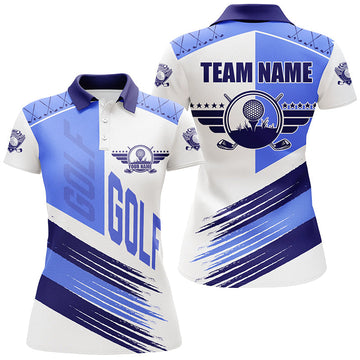 Elegante Damen-Golfpoloshirts in Blau und Weiß - Individuelle Teambekleidung für Golferinnen N7505