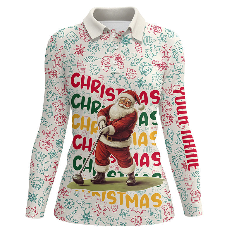Lustige Weihnachts-Santa Damen Golfpoloshirts - Individuelle Golfoutfits für Frauen, personalisierte Golfgeschenke N8998