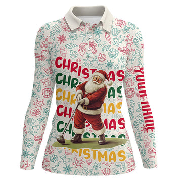 Lustige Weihnachts-Santa Damen Golfpoloshirts - Individuelle Golfoutfits für Frauen, personalisierte Golfgeschenke N8998