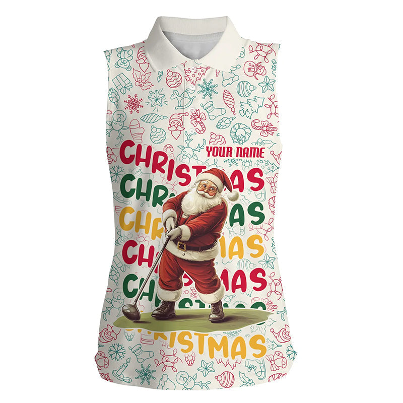 Lustige Weihnachts-Santa Damen ärmellose Poloshirts - Individuelle Golf-Outfits für Frauen, perfekte Weihnachtsgeschenke für Golfspielerinnen N8998