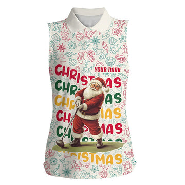 Lustige Weihnachts-Santa Damen ärmellose Poloshirts - Individuelle Golf-Outfits für Frauen, perfekte Weihnachtsgeschenke für Golfspielerinnen N8998