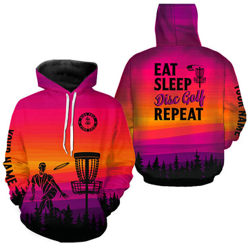 Gradient Disc Golf Hoodie – Essen, Schlafen, Disc Golf, Wiederholen! N8999
