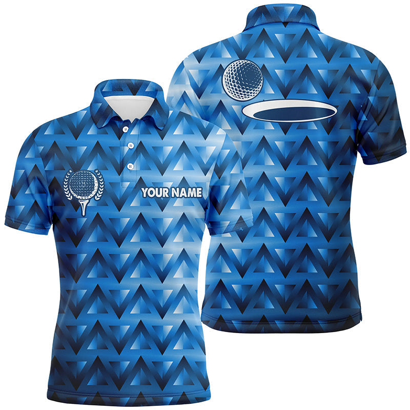 Blaues Dreiecke Herren Golf Poloshirt - Individuelle Golfoberteile für Männer, Perfekte Geschenke für Golfer N7509
