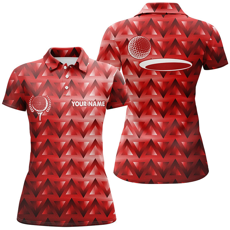 Rotes Dreieckmuster Damen Golf Poloshirt – Personalisierte Golfoberteile für Frauen, Perfekte Golfgeschenke N7510