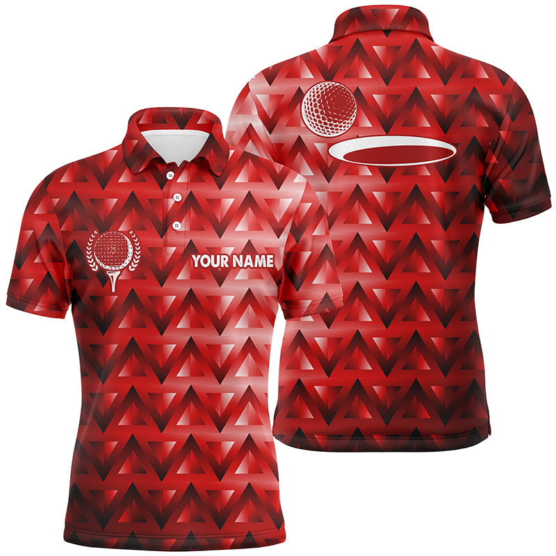 Personalisierte Herren Golf Poloshirts mit Rotem Dreiecksmuster - Perfektes Geschenk für Golf-Enthusiasten N7510