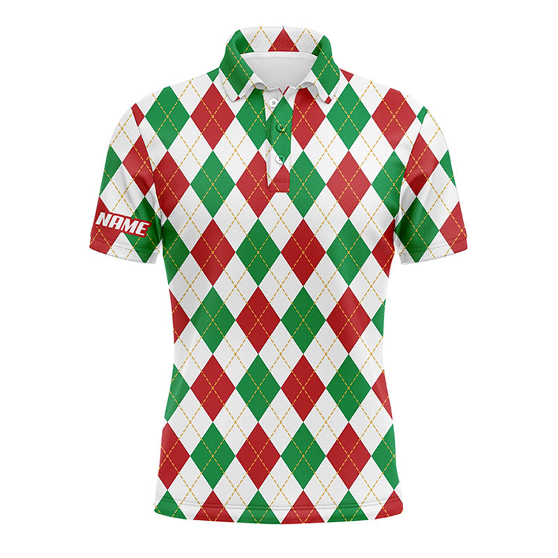 Personalisierte Weihnachts-Golfpoloshirts für Herren im karierten Argyle-Design - Ideal für Teams N4412