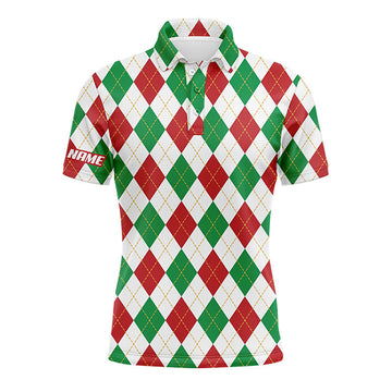 Personalisierte Weihnachts-Golfpoloshirts für Herren im karierten Argyle-Design - Ideal für Teams N4412