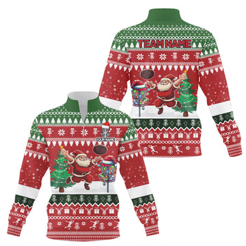 Lustiger, hässlicher Weihnachtsmann Pullover mit Viertelreißverschluss – Individuelles Team-Design für Frisbee Golf N9028