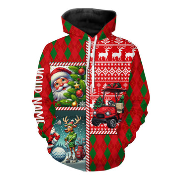 Lustige, hässliche Weihnachts-Golf-Hoodies mit argyle Muster – Individuelle Weihnachts-Golf-Hoodies N9032