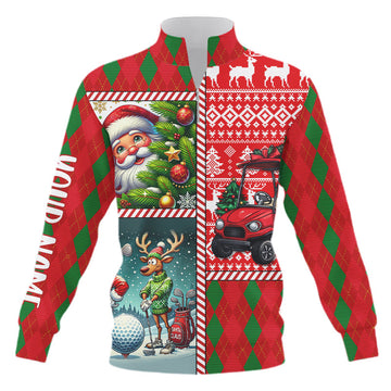 Lustiger Weihnachts-Pullover mit Argyle-Muster und halbem Reißverschluss – Individuelles Weihnachts-Golf-Sweatshirt N9032