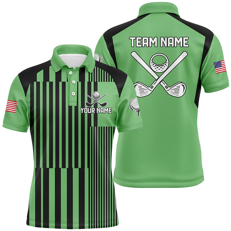 Herren Golf Poloshirts mit individuellen Teamdesigns – Premium Golfbekleidung in Grün-Schwarz gestreift N7350