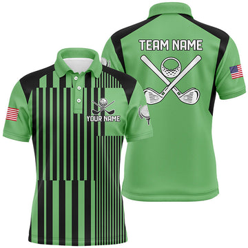 Herren Golf Poloshirts mit individuellen Teamdesigns – Premium Golfbekleidung in Grün-Schwarz gestreift N7350