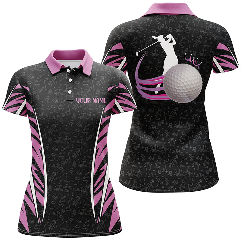 Damen Golf Poloshirts in Pink und Schwarz mit Camouflage-Muster – Stilvolle Golfoberteile für Damen N7208