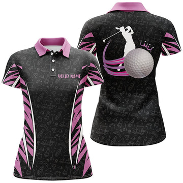 Damen Golf Poloshirts in Pink und Schwarz mit Camouflage-Muster – Stilvolle Golfoberteile für Damen N7208