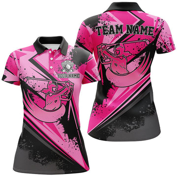 Frauen Golf Poloshirt in Pinkem Camouflage - Individuelle Golfbekleidung für Damen N7366