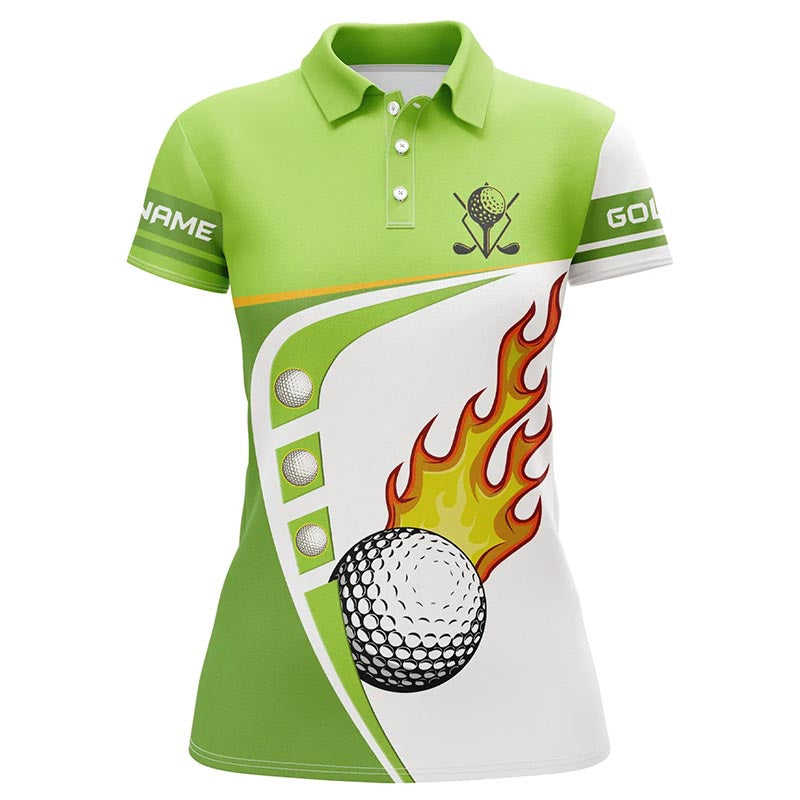 Individuelle weiße und grüne Golf-Polo-Shirts für Damen mit Golfball-Design – Stilvolle Golfbekleidung für Frauen N7378