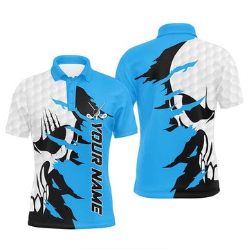Individuelles Herren Golf Polo mit Totenkopf – Blau N7955