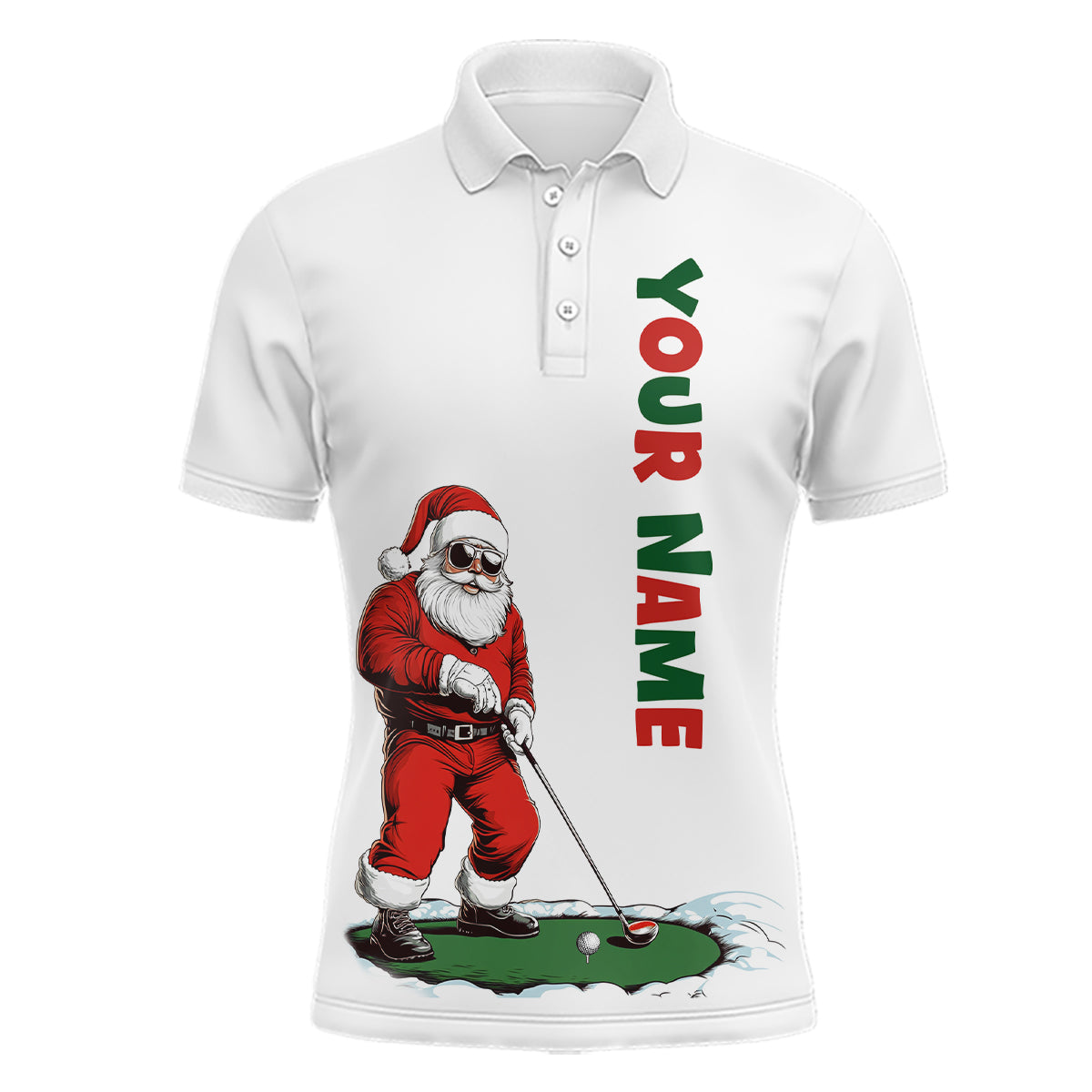 Lustiges Weihnachts-Golfpoloshirt für Männer mit individuellem Namen – Perfekte Golfgeschenke für Weihnachten N8997